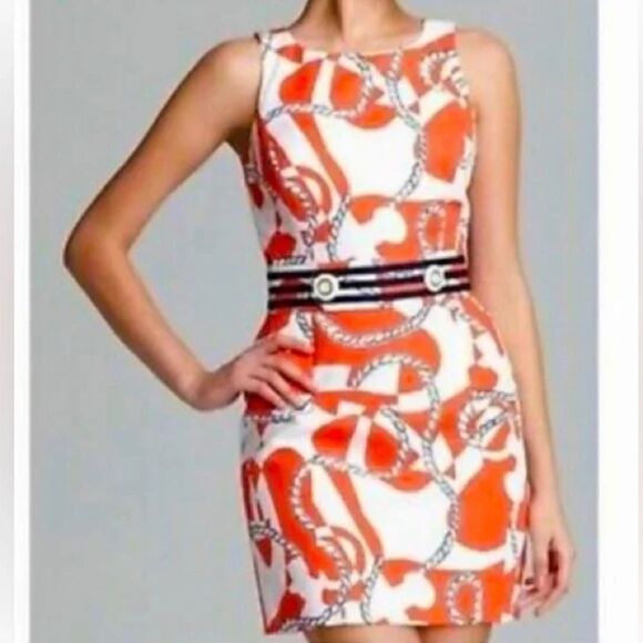 Lilly Pulitzer Booze Cruise Dress Tango Orange Nautical Rope Design US 00 - Picture 2 of 5